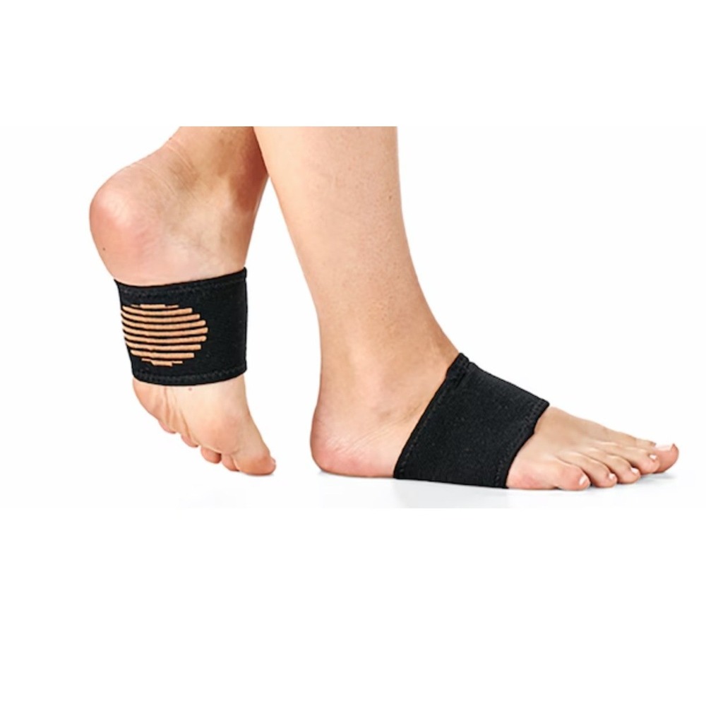 Copper Compression Arch Support Sleeves Plantar Fasciitis Foot Brace Set of 2